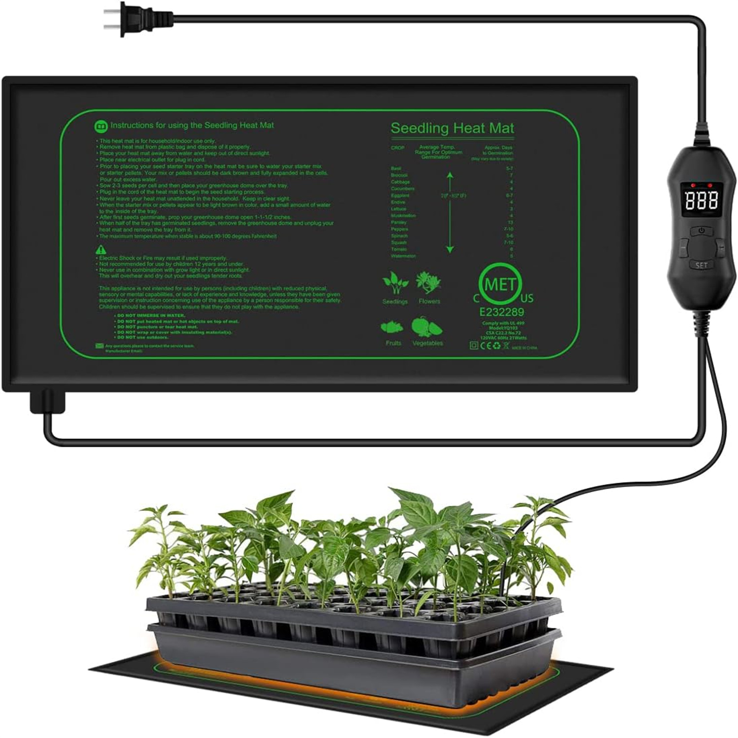 Rooting Gel Clone - Sämling-Heizmatte mit Digitalem Thermostat für Zimmerpflanzen,